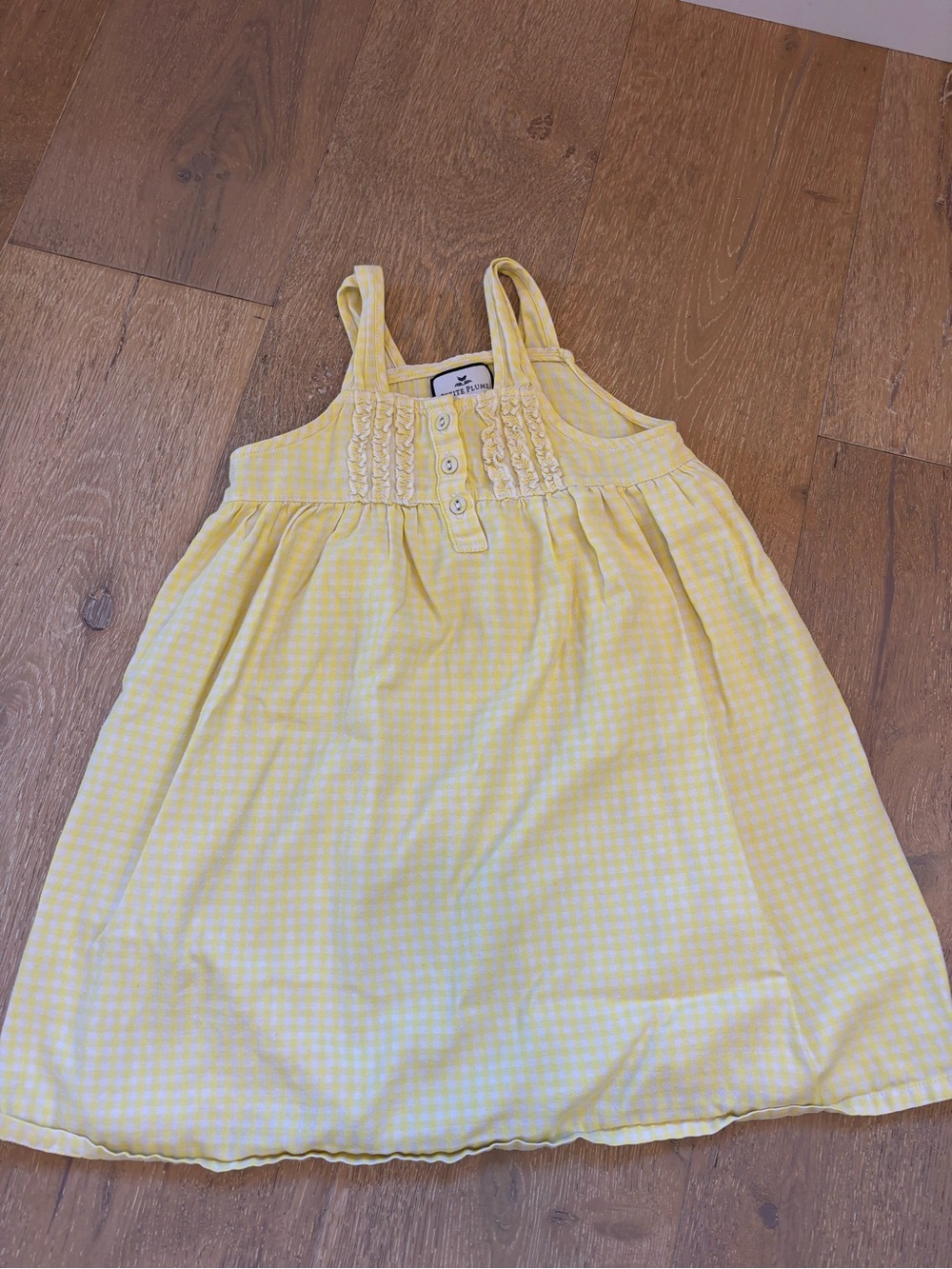 Petite plume girls Gingham Yellow Sleeveless nightgown 3